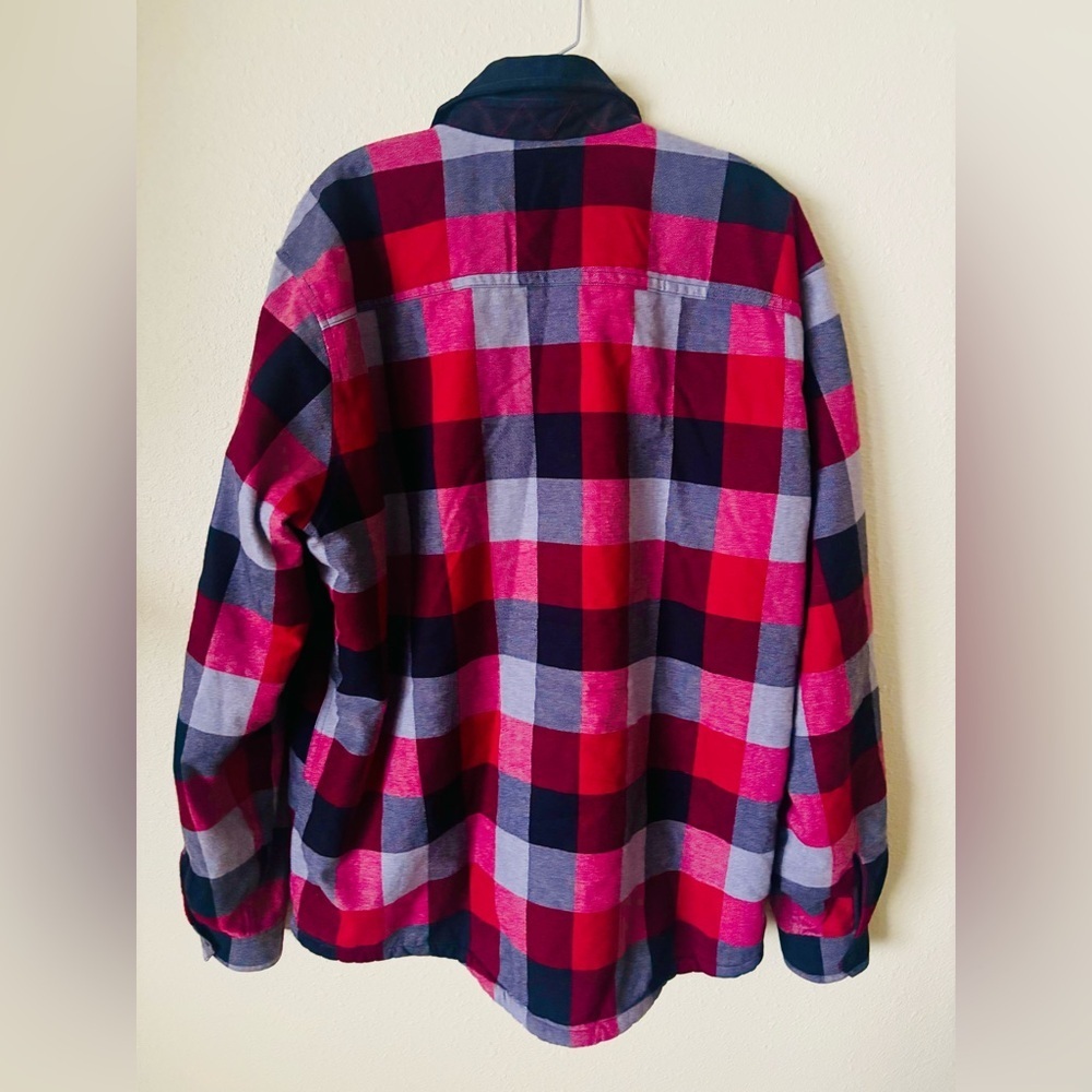 Eddie Bauer Red and Black Checkered Men's Jacket Coat Shacket Size: Tall Large - Picture 3 of 6